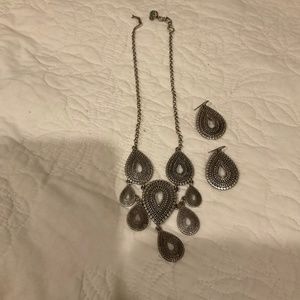 Lucky brand silver in color necklace with matching earrings